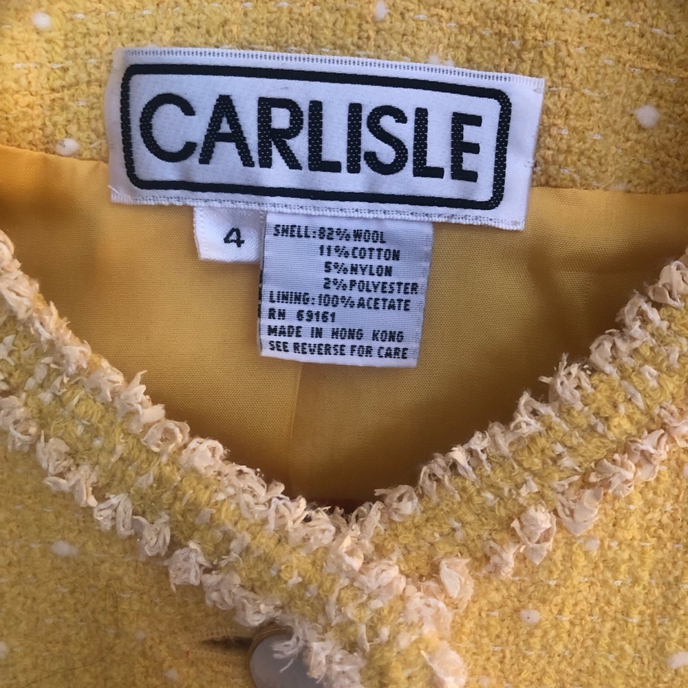 Carlisle Yellow Tweed Cropped Blazer size 4 - Picture 3 of 7